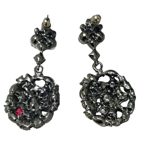 Dangling Crystal Bling Oval Statement Pierced Earrings Multi Color Rhinestone - Picture 5 of 5